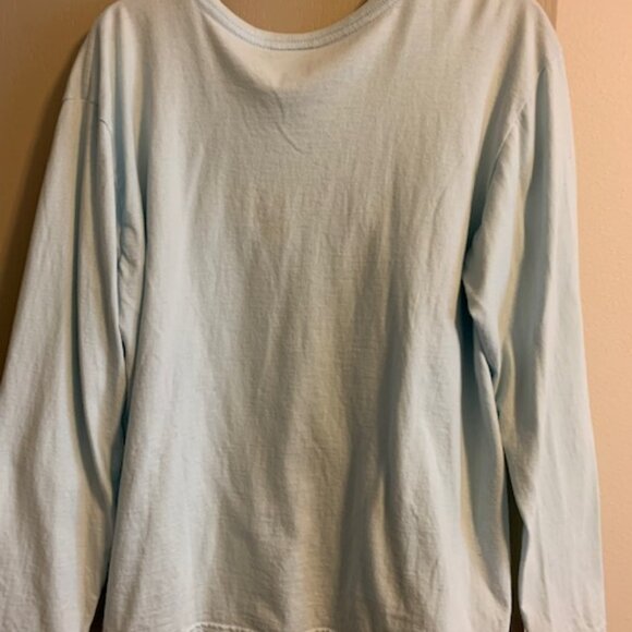NIKE Vintage Women's Size L V-Neck T-Shirt Lt. Blue Long Sleeve 100% Cotton - Picture 4 of 6
